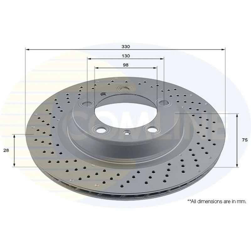 Comline 2 x Perforated/Vented Rear Brake Discs ADC2934VL