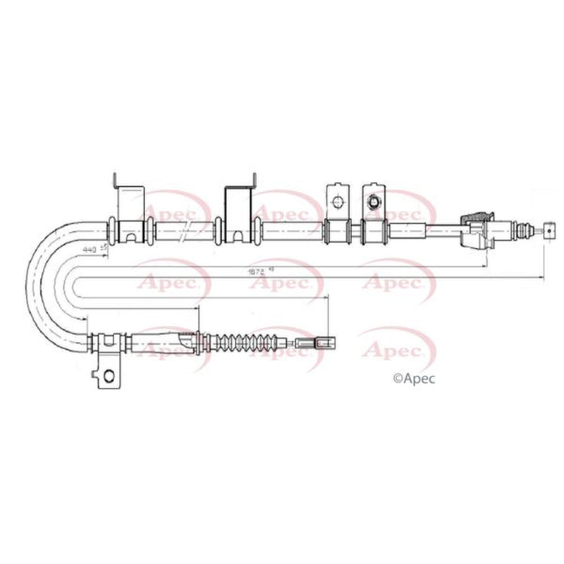 Apec Handbrake Cable Left Rear CAB1674