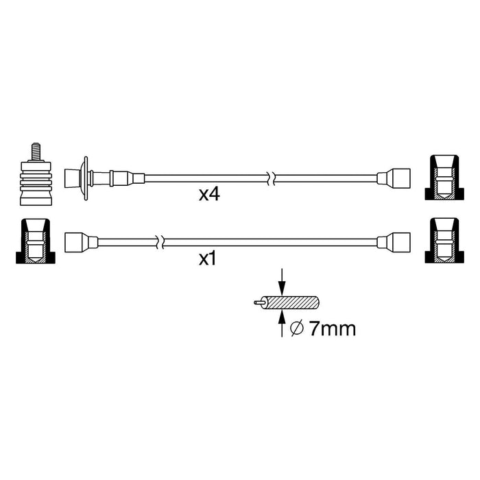 Genuine Bosch Ignition Lead B370 Fits Vw Beetle 1300 - 1.3 - 70-73 0986356370 Bosch  - Town Parts