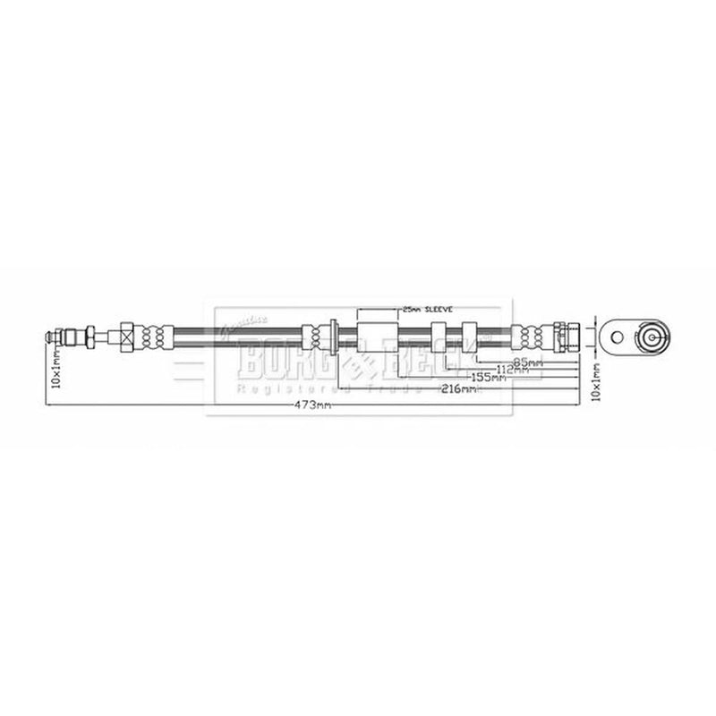 Borg & Beck Brake Hydraulic Hose Line Front Left BBH7954