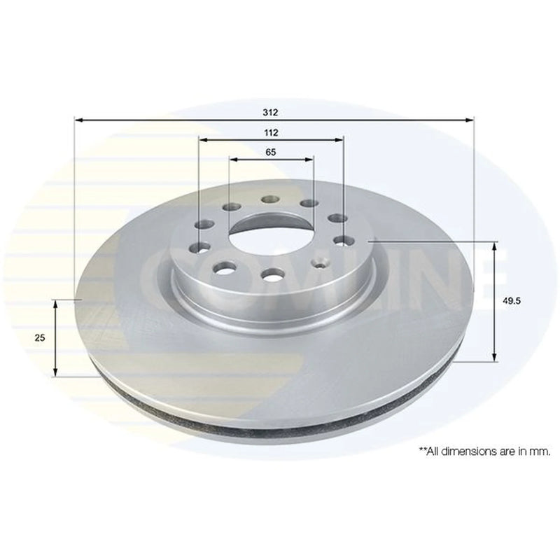 Comline 2 x Internally Vented Front Brake Discs ADC1449V