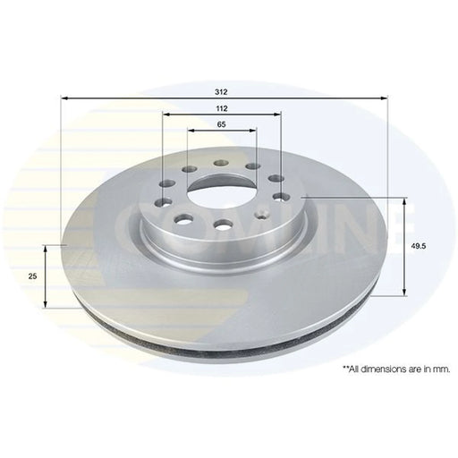 Comline 2 x Internally Vented Front Brake Discs ADC1449V
