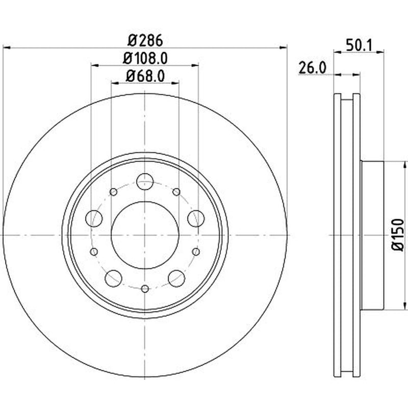 DON 2 x Externally Vented Front Brake Discs PCD11982