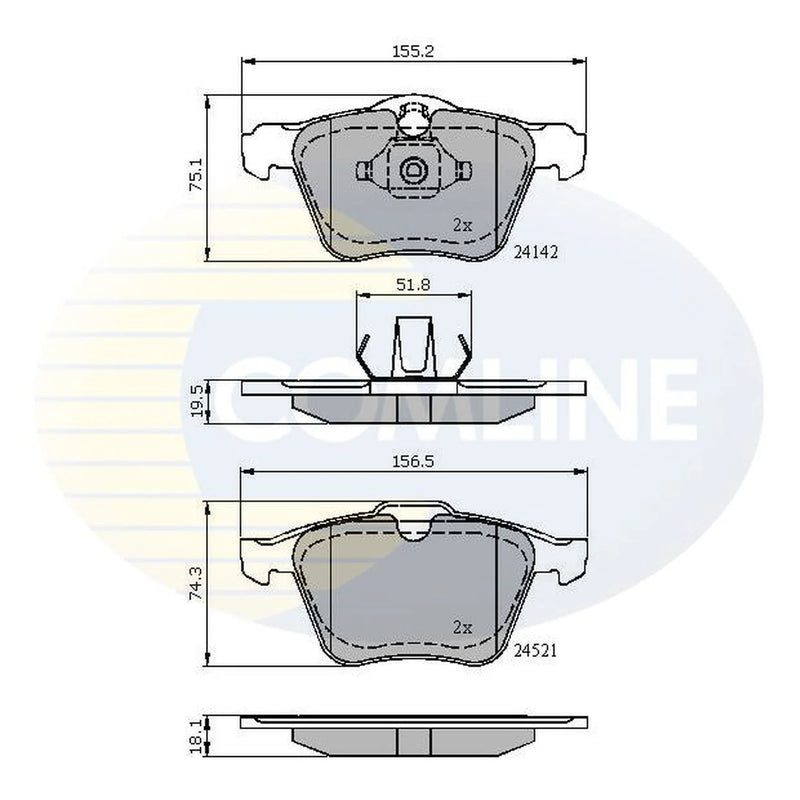 Comline 4 x Front Brake Pad Set CBP01608