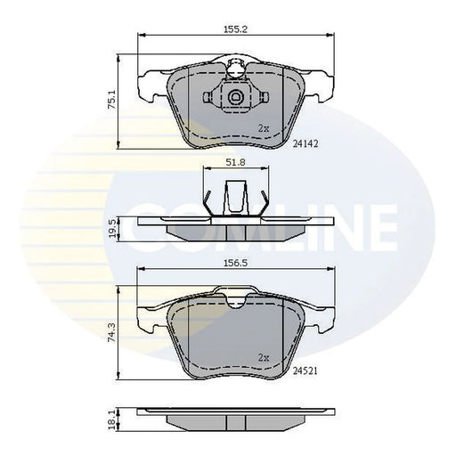 Comline 4 x Front Brake Pad Set CBP01608