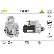 Valeo Starter Motor 12V 1.2kW 9 Teeth 432592