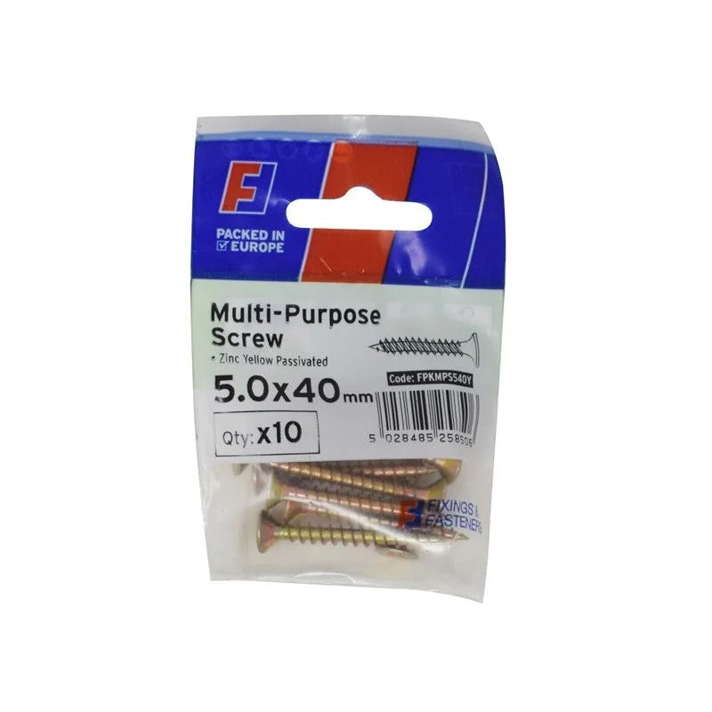 ForgeFix Multi-Purpose Pozi Screw CSK ST ZYP 5.0 x ForgePack 10 30-100mm