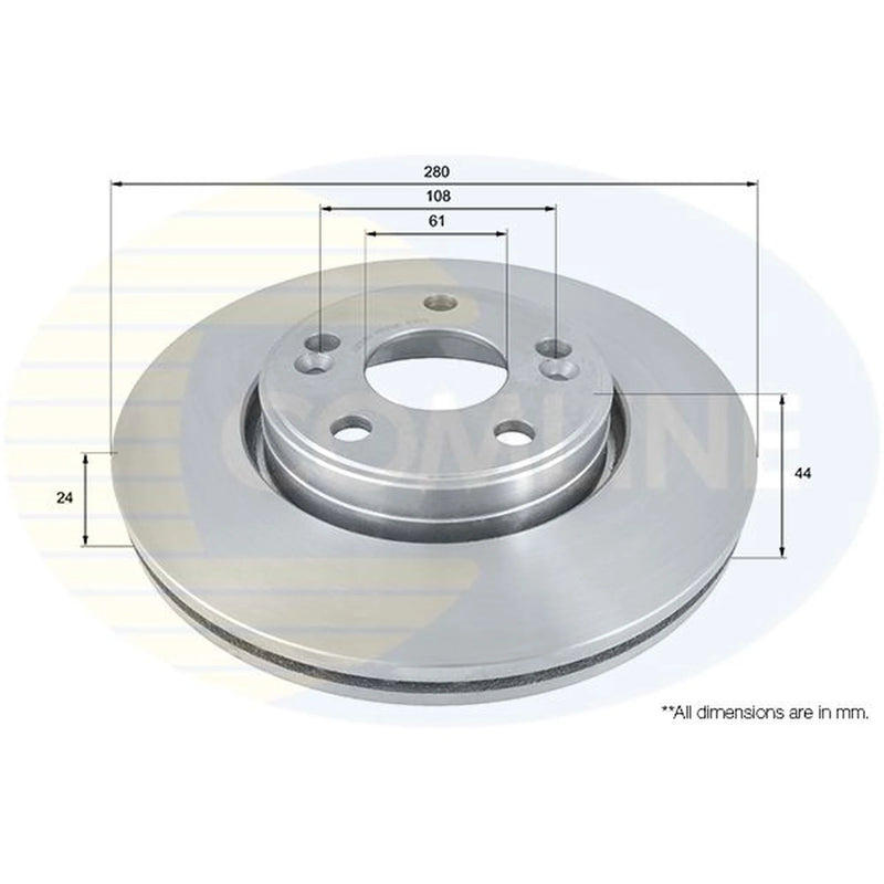 Comline 2 x Front Brake Discs ADC1516V