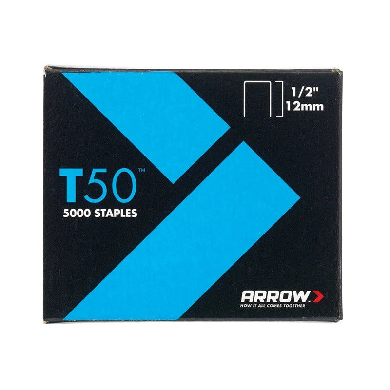 Arrow T50 Staples 12mm (1/2in) (Pack 5000, 4 x 1250) - A508