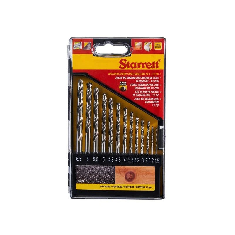 Starrett HSS Split Point Drill Bit Set, 13 Piece - KSDHSP13