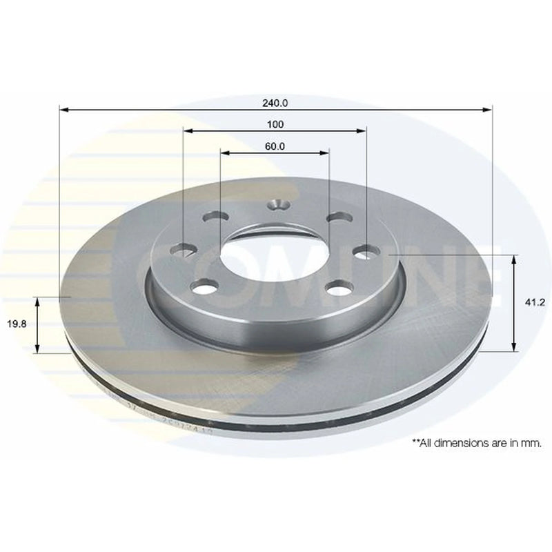 Comline 2 x Front Brake Discs ADC1123V