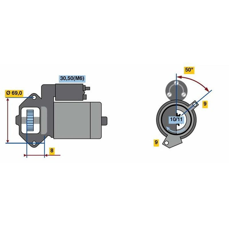 Bosch Starter Motor 12V 1.8kW 10 Teeth 0 986 022 670