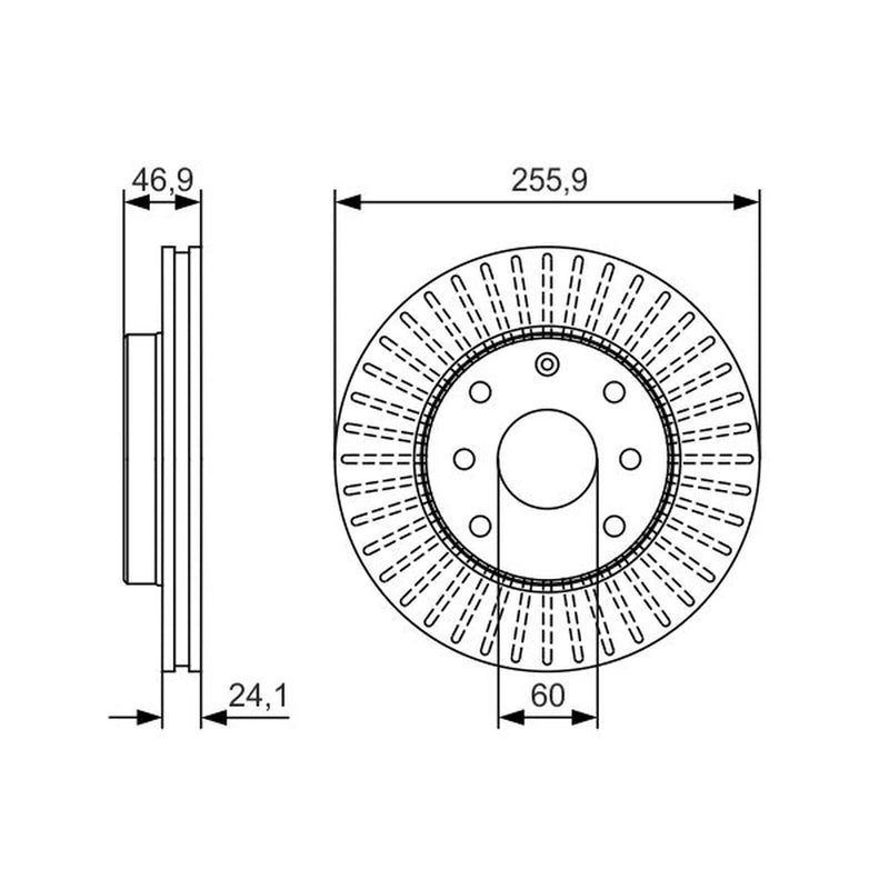 Bosch 2 x Vented Brake Discs 0 986 479 R70