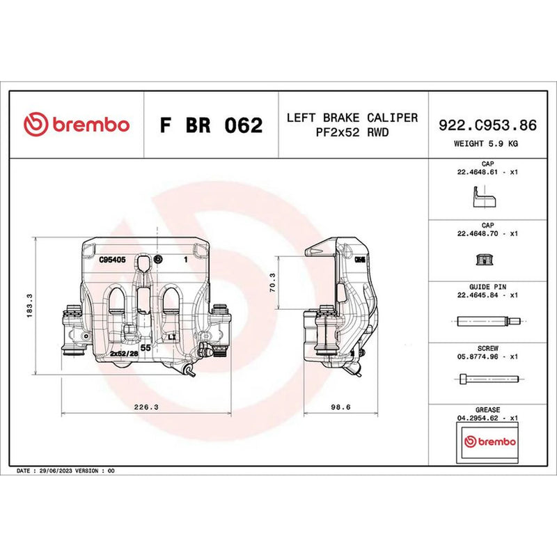 Brembo Brake Caliper Assembly Front Left FBR062
