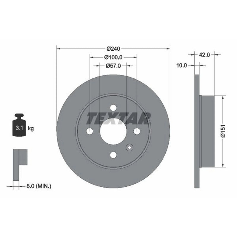 Textar 2 x Solid Rear Brake Discs 92092003