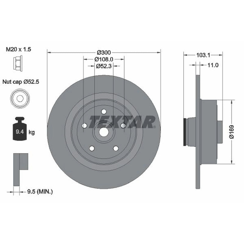 Textar 2 x Solid Rear Brake Discs 92239603