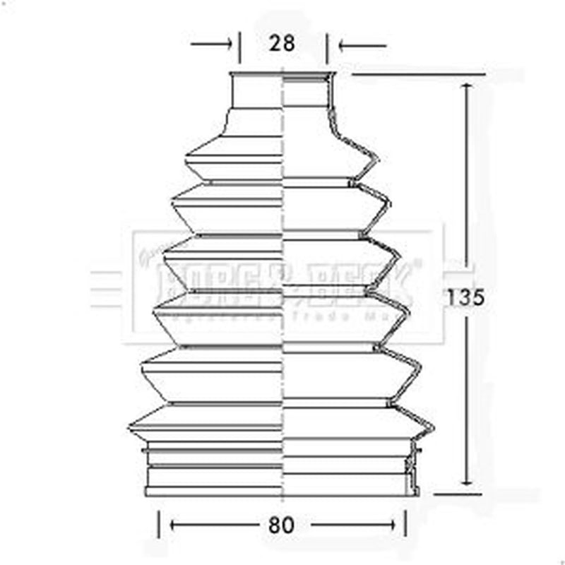 Borg & Beck Drive Shaft Bellow Kit Front Left Thermoplast BCB2296
