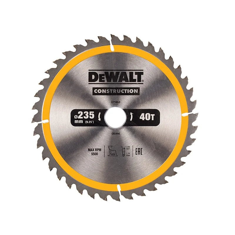 DEWALT Power Tools Portable Construction Circular Saw Blade 235 x 30mm x 40T