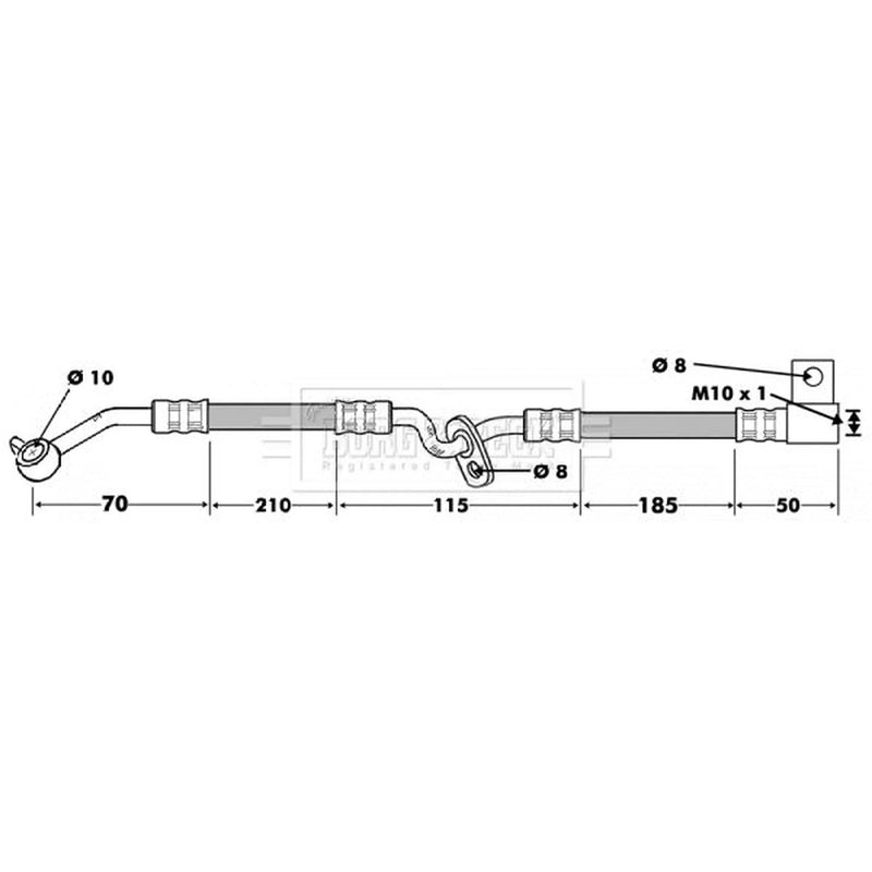 Borg & Beck Brake Hydraulic Hose Line Front Left BBH7482
