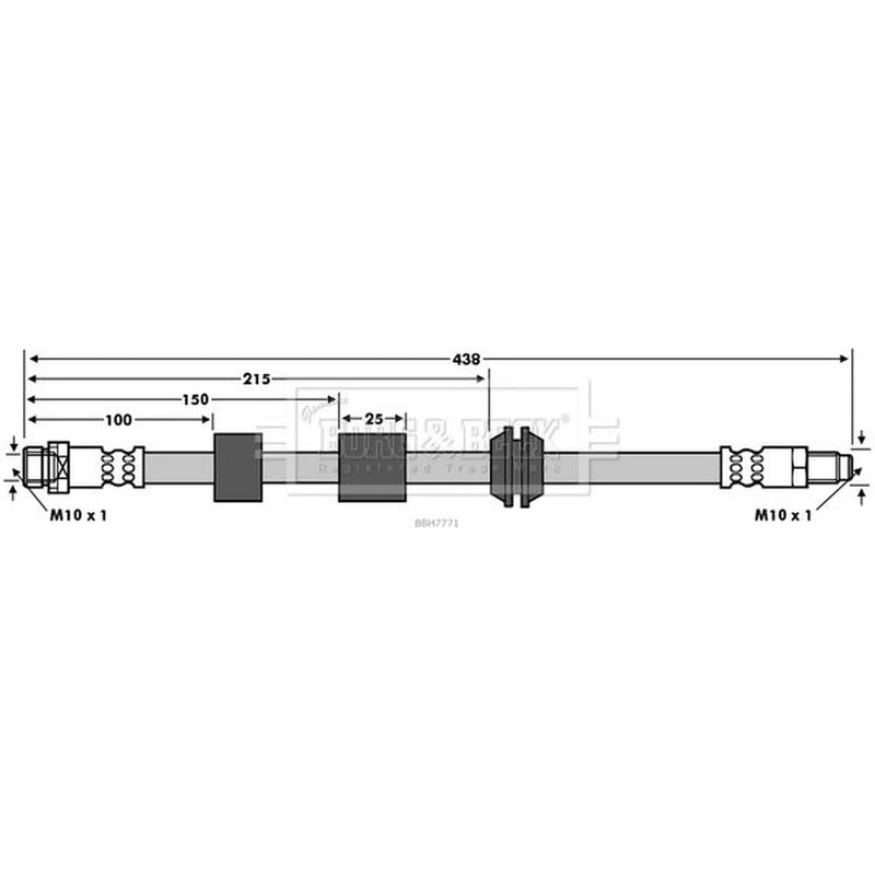Borg & Beck Brake Hydraulic Hose Line Front Left BBH7771