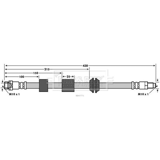 Borg & Beck Brake Hydraulic Hose Line Front Left BBH7771
