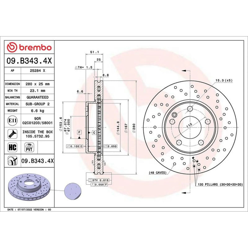 Brembo Xtra 2 x / Front Brake Discs 09.B343.4X