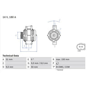 Bosch Car Alternator 12V 0 986 083 220