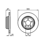 Bosch 2 x Vented Rear Brake Discs 0 986 479 004