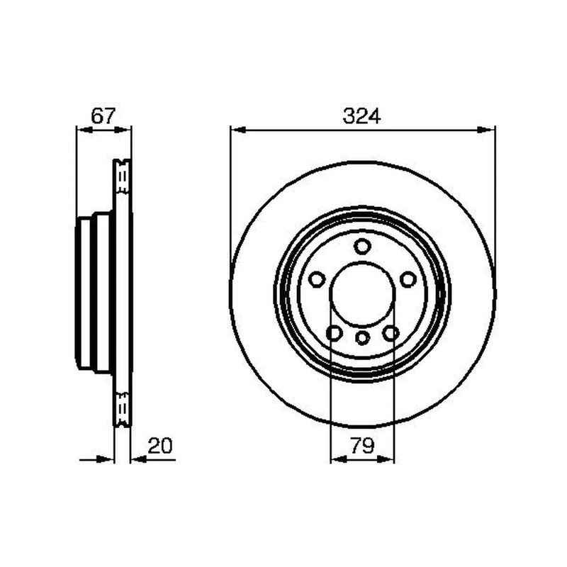 Bosch 2 x Vented Rear Brake Discs 0 986 479 004