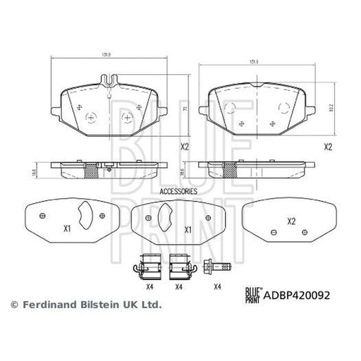 Blue Print Rear Brake Pad Set ADBP420092
