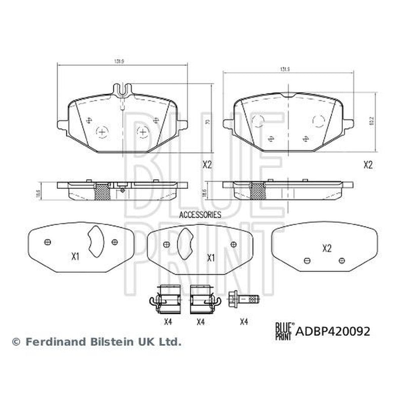 Blue Print Rear Brake Pad Set ADBP420092