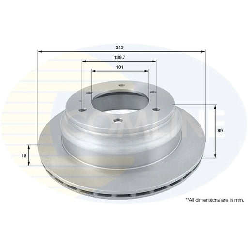 Comline 2 x Internally Vented Rear Brake Discs ADC0708V