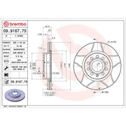 Brembo 2 x Slotted Front Brake Discs 09.9167.75