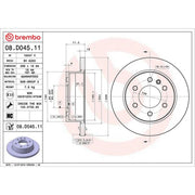 Brembo 2 x Solid Rear Brake Discs 08.D045.11