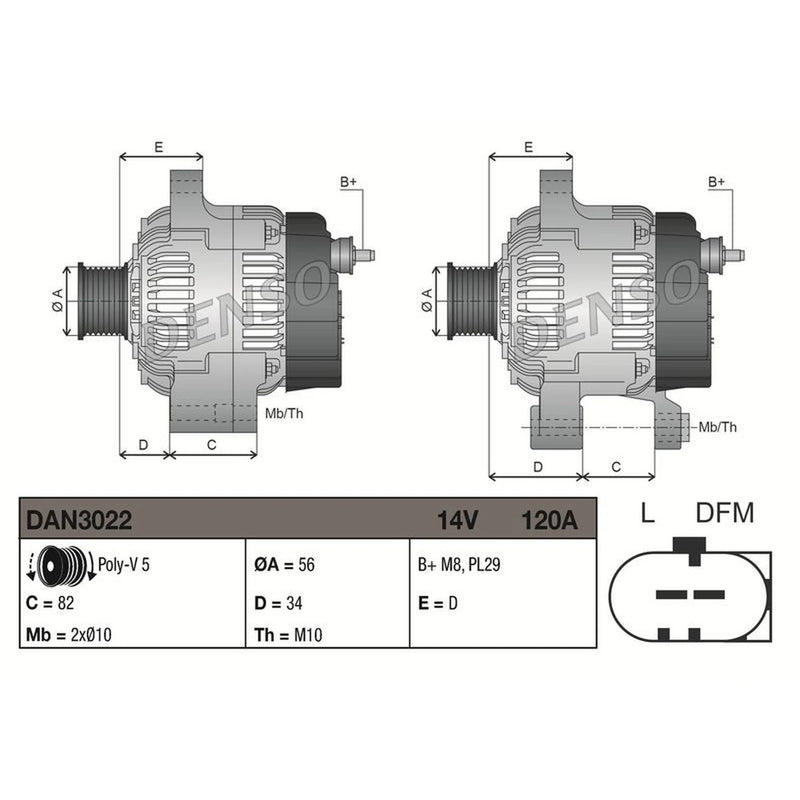 Denso Car Alternator 12V DAN3022