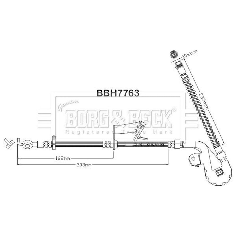 Borg & Beck Brake Hydraulic Hose Line Front Left BBH7763