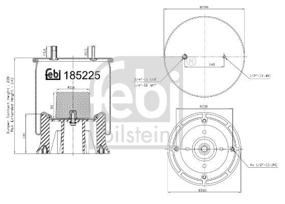 Febi Air Suspension Bellow 286mm
