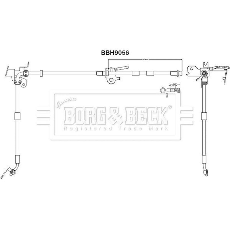 Borg & Beck Brake Hydraulic Hose Line Front Left BBH9056