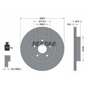 Textar 2 x Internally Vented Front Brake Discs 92093500