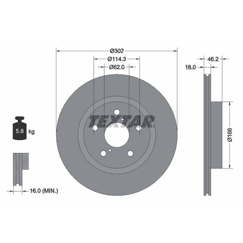 Textar 2 x Internally Vented Front Brake Discs 92093500