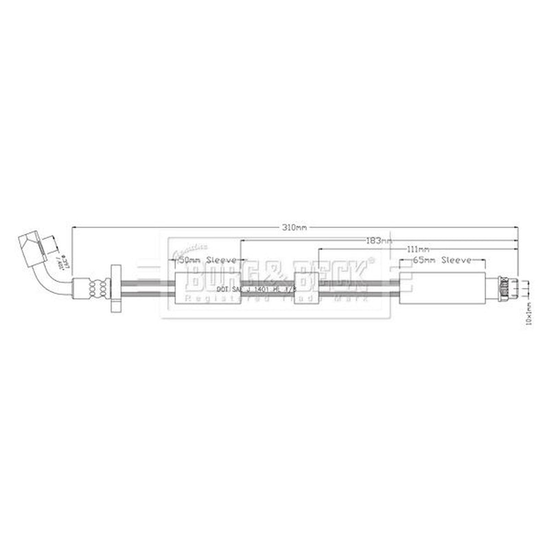 Borg & Beck Brake Hydraulic Hose Line Rear Left BBH8910