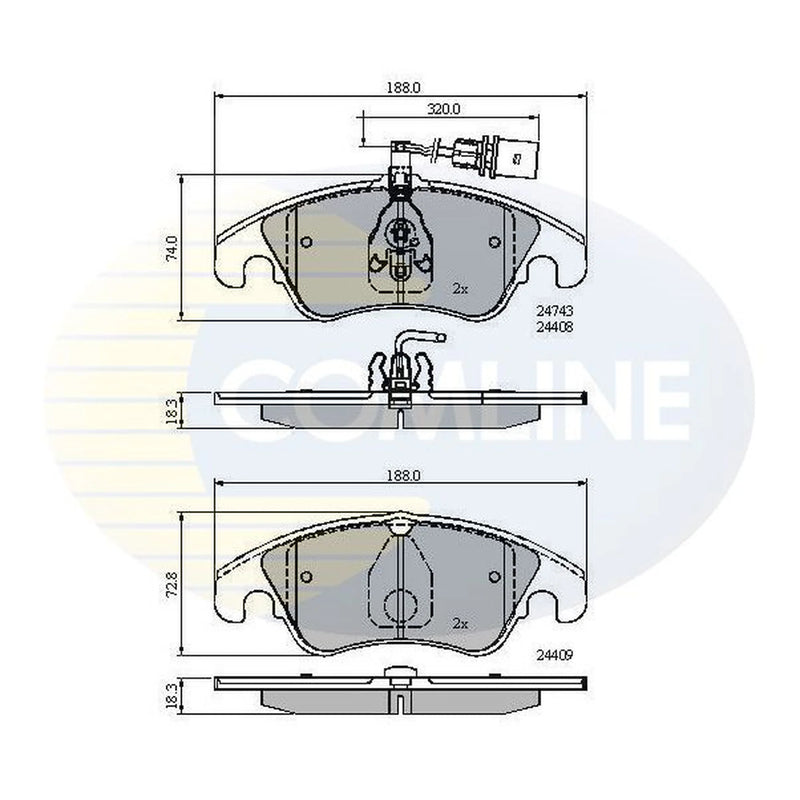 Comline 4 x Front Brake Pad Set CBP21789