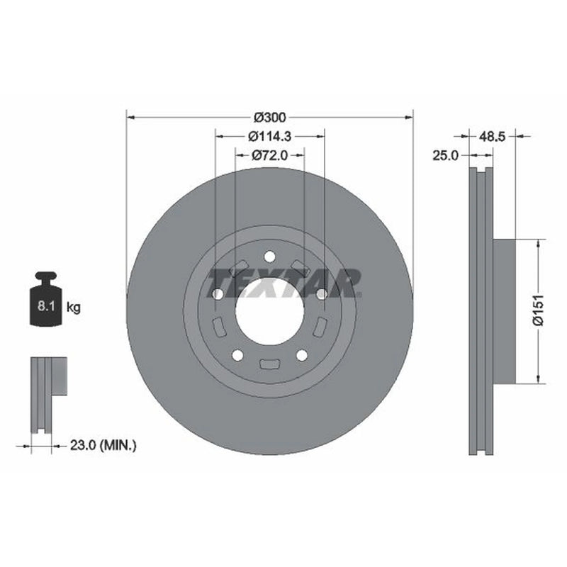 Textar 2 x Vented Front Brake Discs 92130403