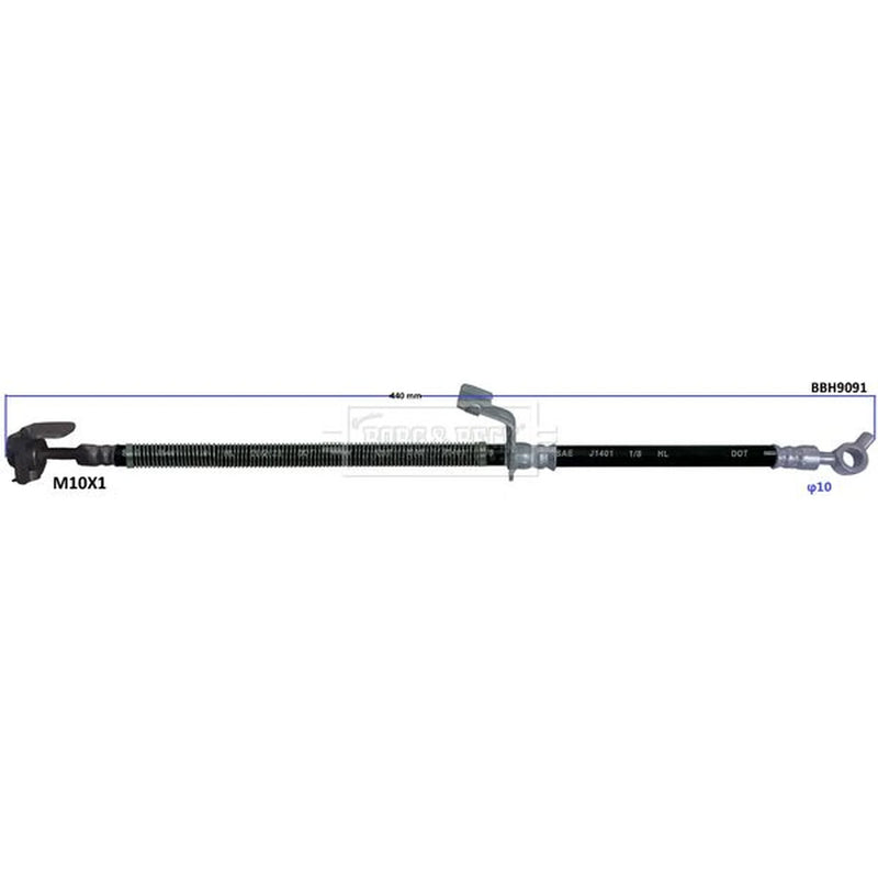 Borg & Beck Brake Hydraulic Hose Line Front Left BBH9091