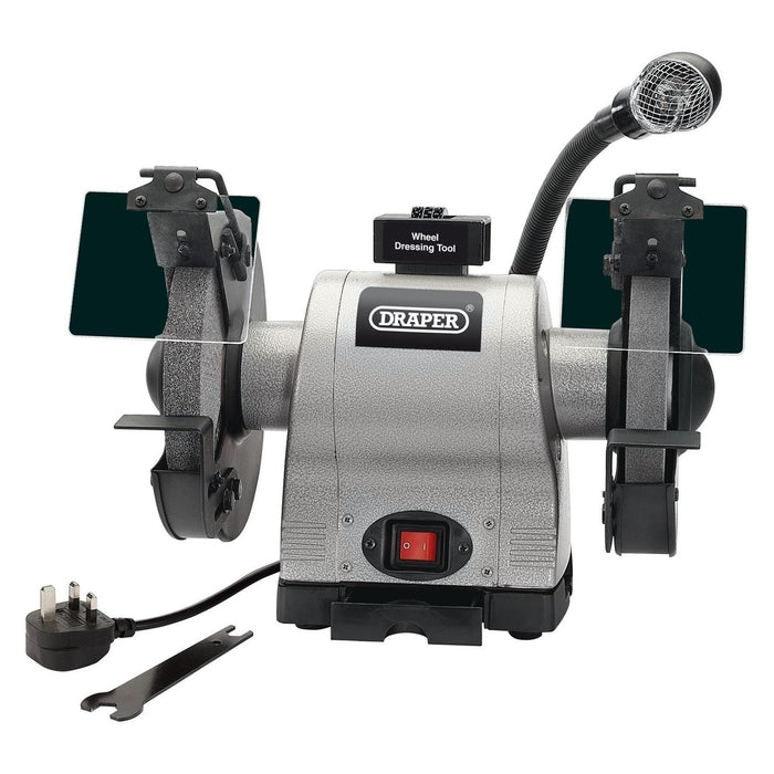 Draper Heavy Duty Bench Grinder with Worklight, 200mm, 550W 05097 Draper  - Town Parts