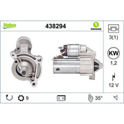Valeo Starter Motor 12V 1.2kW 9 Teeth 438294