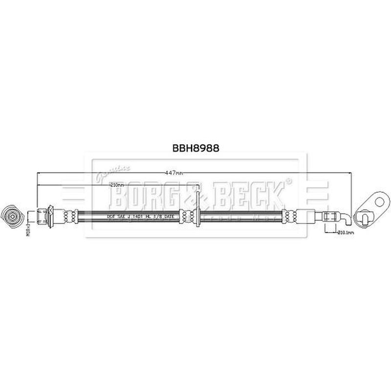 Borg & Beck Brake Hydraulic Hose Line Rear Right BBH8988
