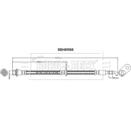 Borg & Beck Brake Hydraulic Hose Line Rear Right BBH8988