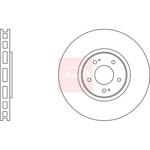 Apec 2 x Vented Front Brake Discs DSK2076