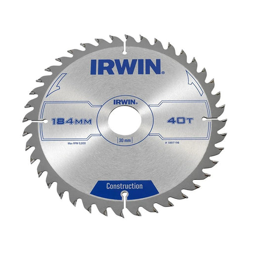 IRWIN® Construction Circular Saw Blade 184 x 30mm x 40T ATB - 1897198